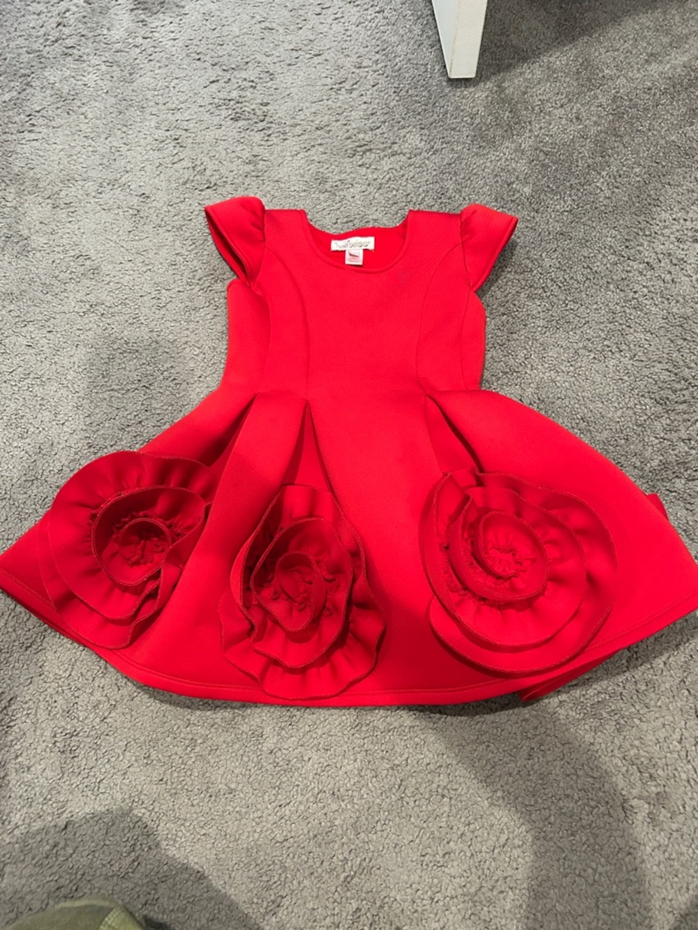 Halabaloo Red Scuba Floral Girls' Dress